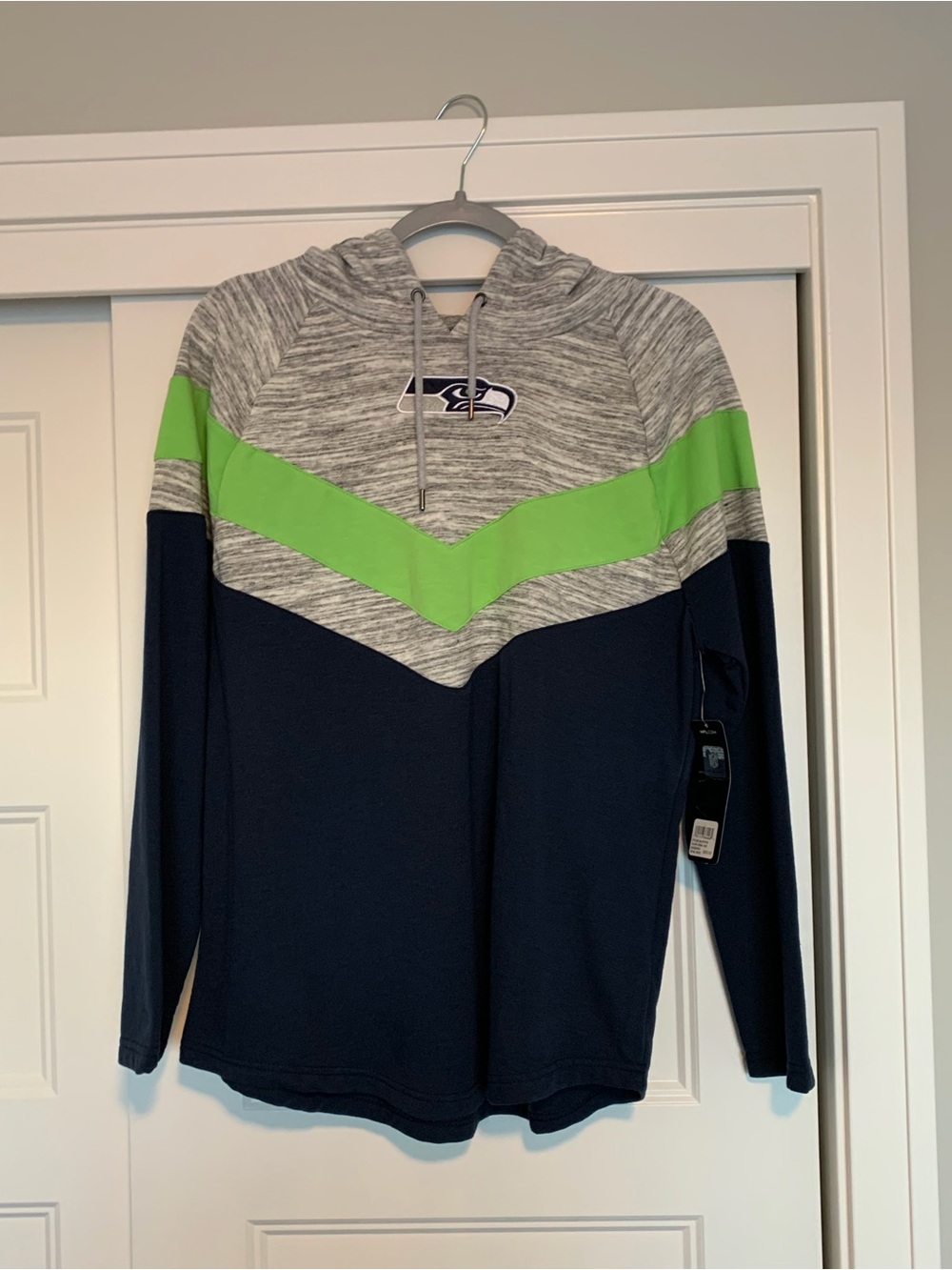 Seattle Seahawks NFL Team Apparel Hoodie in Navy , Gray & Neon Green